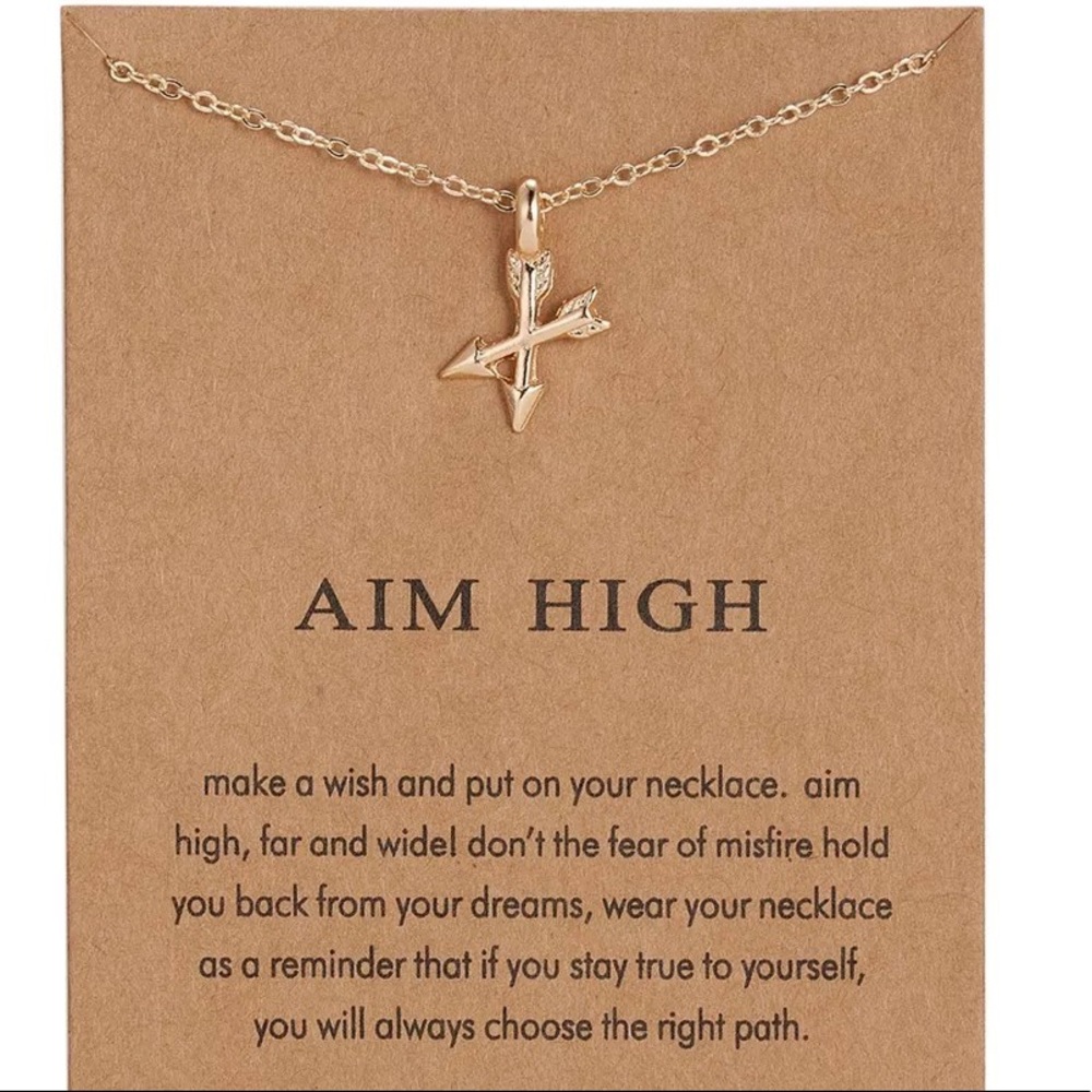 Arrow Pendant Gold Tone Chain Choker Necklace
